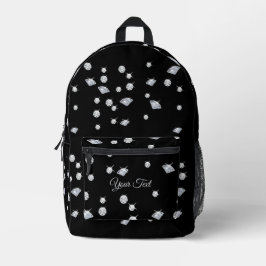 Personalisiert Sparkle Diamonds Individuelle Name Bedruckter Rucksack