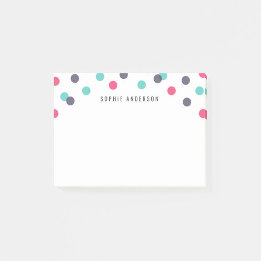 Personalisiert Spaß Indigo Pink Aquamarin Confetti Post-it Klebezettel (Vorderseite)