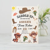 Personalisiert Spaß Kawaii Cowboy Kids's Geburtsta Einladung (Stehend Vorderseite)