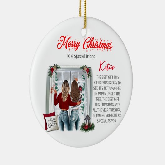 Personalisiert Special Best Friends Keramik Ornament (Rechts)