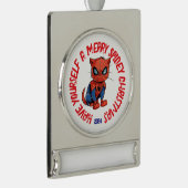 Personalisiert Spider Cat Banner-Ornament Silber (Rechts)