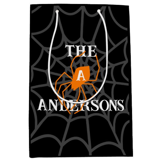 Personalisiert Spider WebHalloween Mittlere Geschenktüte (Vorderseite)