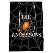 Personalisiert Spider WebHalloween Mittlere Geschenktüte (Rückseite)