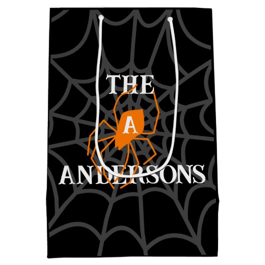 Personalisiert Spider WebHalloween Mittlere Geschenktüte (Rückseite)