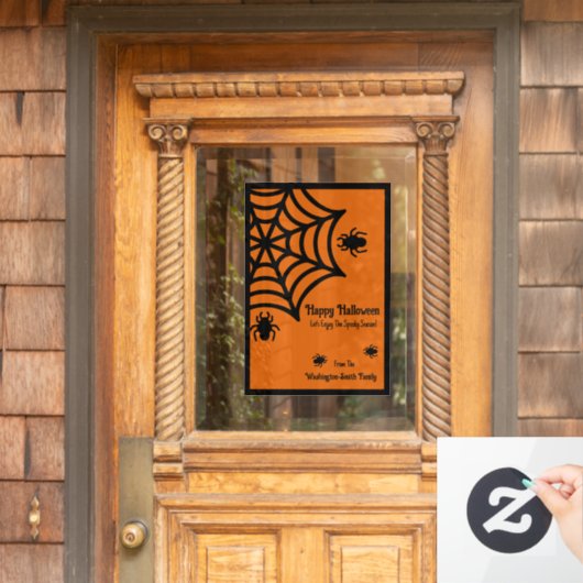 Personalisiert Spiderweb Halloween Fensteraufkleber (Haustür)