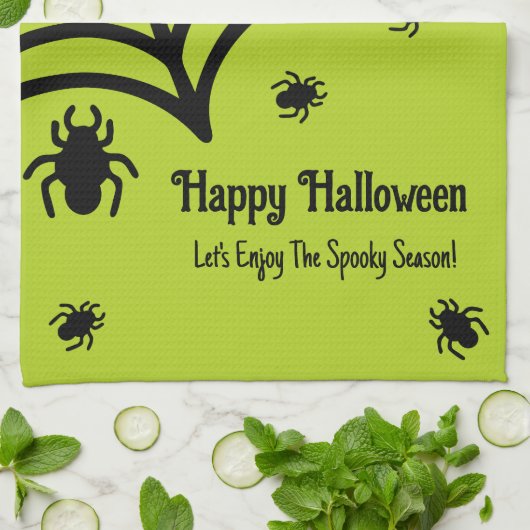 Personalisiert Spiderweb Halloween Geschirrtuch (Gefaltet)