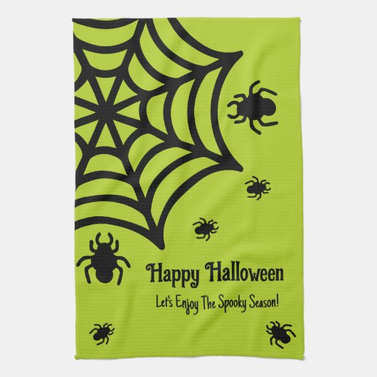 Personalisiert Spiderweb Halloween Geschirrtuch (Vertikal)