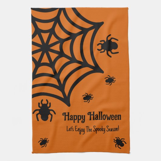 Personalisiert Spiderweb Halloween Geschirrtuch (Vertikal)