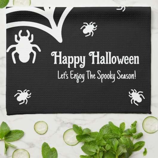 Personalisiert Spiderweb Halloween Geschirrtuch (Gefaltet)