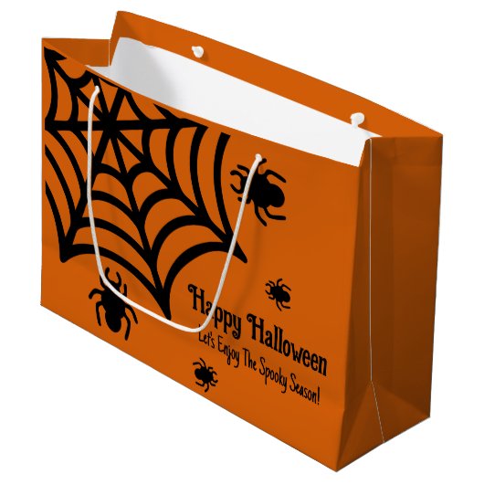 Personalisiert Spiderweb Halloween Große Geschenktüte (Vorderseite Schrägansicht)