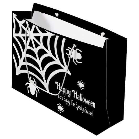 Personalisiert Spiderweb Halloween Große Geschenktüte (Vorderseite Schrägansicht)