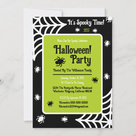 Personalisiert Spiderweb Halloween-Party Einladung (Vorderseite)