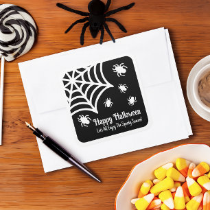 Personalisiert Spiderweb Halloween Quadratischer Aufkleber