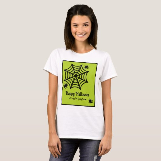 Personalisiert Spiderweb Halloween T-Shirt (Vorne ganz)