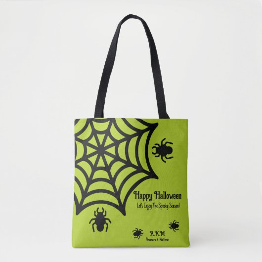 Personalisiert Spiderweb Halloween Tasche (Vorderseite)
