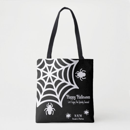 Personalisiert Spiderweb Halloween Tasche (Vorderseite)