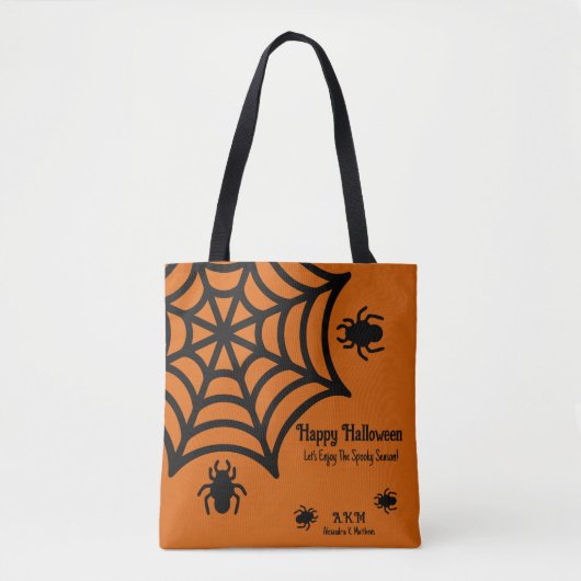 Personalisiert Spiderweb Halloween Tasche (Vorderseite)