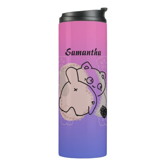 Personalisiert spielende Katze mit Garn Thermosbecher (Nach links gedreht)