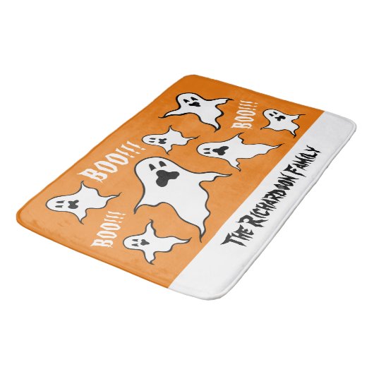 Personalisiert Spooky Halloween Ghosts Bath Mat Badematte (Schrägansicht)
