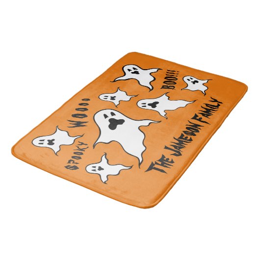 Personalisiert Spooky Halloween Ghosts Bath Mat Badematte (Schrägansicht)