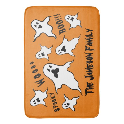 Personalisiert Spooky Halloween Ghosts Bath Mat Badematte (Vorderseite Vertikal)