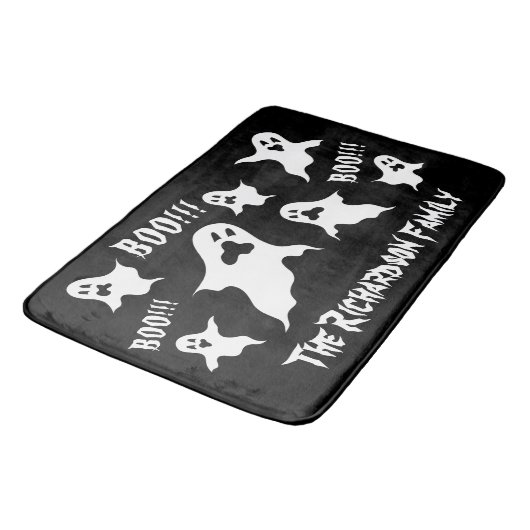 Personalisiert Spooky Halloween Ghosts Bath Mat Badematte (Schrägansicht)