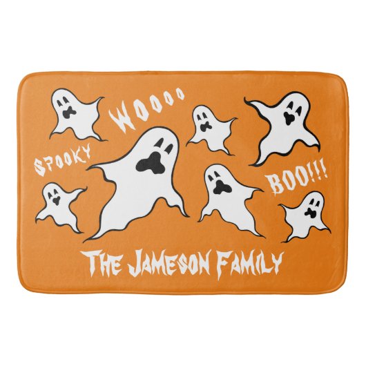 Personalisiert Spooky Halloween Ghosts Bath Mat Badematte (Vorderseite)