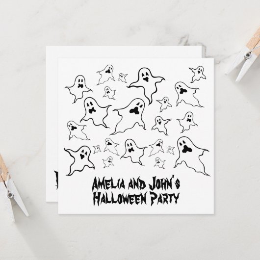 Personalisiert Spooky Halloween Ghosts Party Invit Einladung (Vorderseite/Rückseite Beispiel)