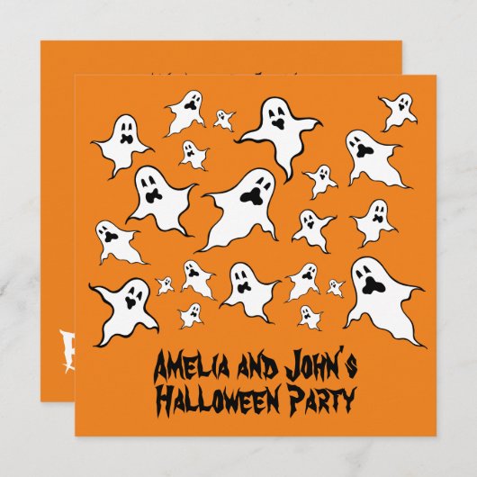 Personalisiert Spooky Halloween Ghosts Party Invit Einladung (Vorne/Hinten)