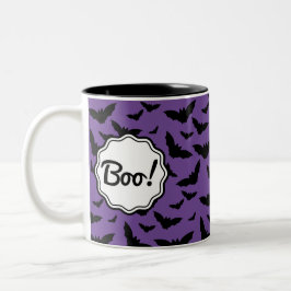 Personalisiert Spooky Lila Halloween-Black Bats Zweifarbige Tasse