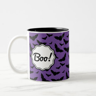 Personalisiert Spooky Lila Halloween-Black Bats Zweifarbige Tasse