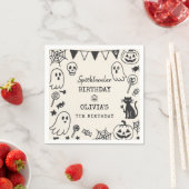 Personalisiert Spooky Niedlich Skeleton & Ghost Serviette (Beispiel)