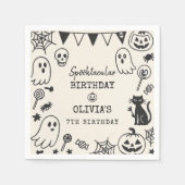 Personalisiert Spooky Niedlich Skeleton & Ghost Serviette (Vorderseite)