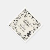 Personalisiert Spooky Niedlich Skeleton & Ghost Serviette (Ecke)