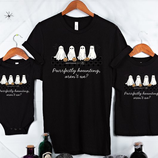Personalisiert Spooky Season Halloween Ghost Cat T-Shirt