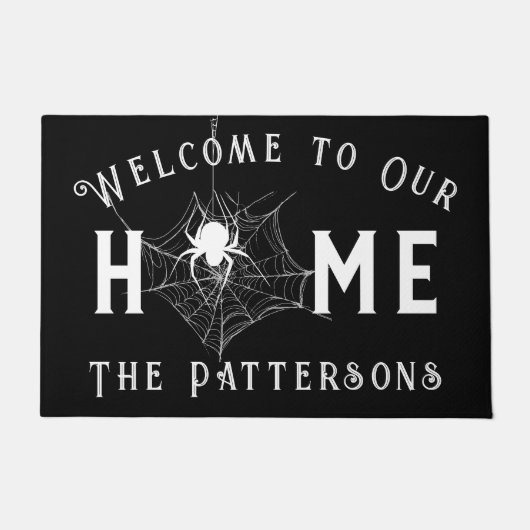 Personalisiert Spooky Spiderweb Halloween Zuhause Fußmatte (Vorderseite)