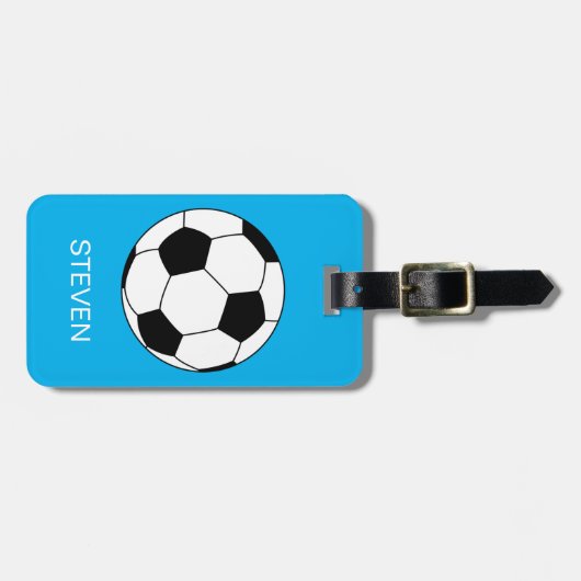 Personalisiert Sport Fußball Blau Gepäckanhänger (Vorderseite horizontal)