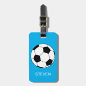Personalisiert Sport Fußball Blau Gepäckanhänger (Vorderseite vertikal)
