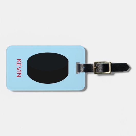 Personalisiert Sport Hockey Puck Gepäckanhänger (Vorderseite horizontal)