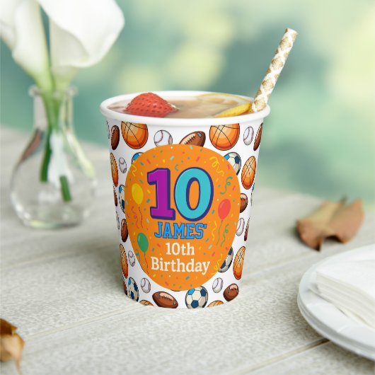 Personalisiert Sports Birthday Paper Cups Pappbecher (In Situ)