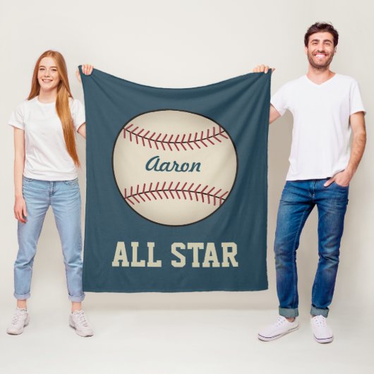 Personalisiert Sports Blue Baseball Blanket Fleecedecke (Beispiel)