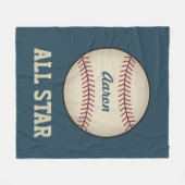 Personalisiert Sports Blue Baseball Blanket Fleecedecke (Vorderseite (Horizontal))