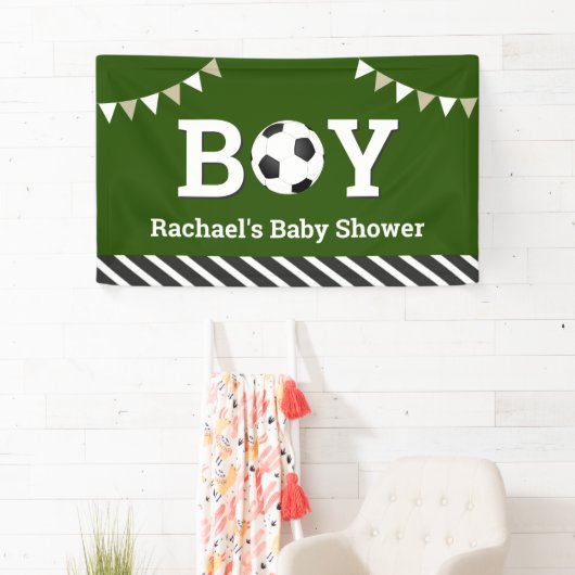 Personalisiert Sports Boy Soccer Babydusche Banner (Insitu)