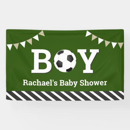 Personalisiert Sports Boy Soccer Babydusche Banner (Horizontal)