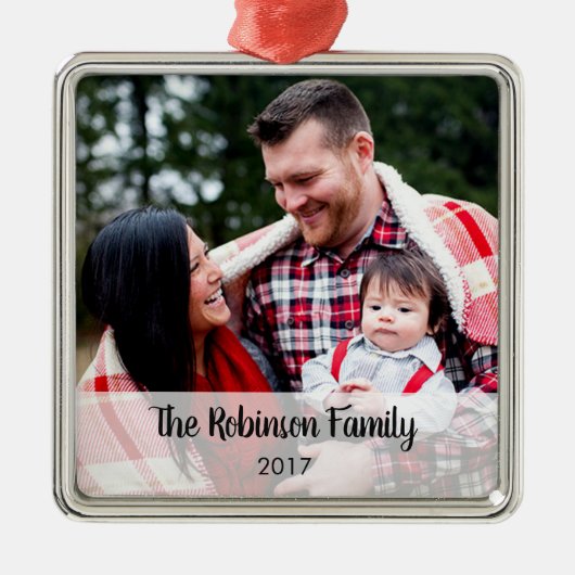 Personalisiert Square Any Message Foto Ornament (Vorne)