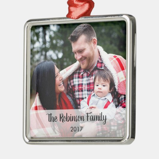Personalisiert Square Any Message Foto Ornament (Links)
