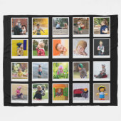 Personalisiert Square Foto Collage Moderne Schwarz Fleecedecke (Vorderseite (Horizontal))
