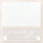 Personalisiert-Square-Marmor-Wald Nachname Est Dat Glasuntersetzer (Rückseite)