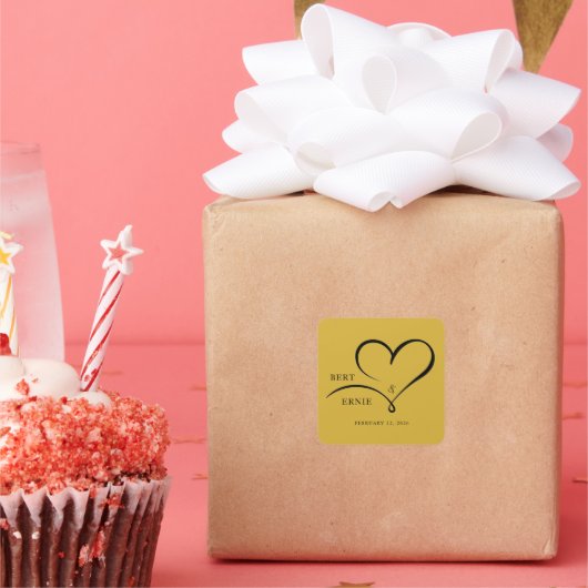 Personalisiert Square Sticker Custom Wedding Desig (Party)