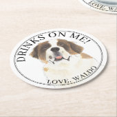 Personalisiert St. Bernard Dog Wedding Runder Pappuntersetzer (Angewinkelt)